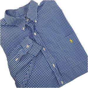Ralph Lauren Shirt Mens Sz XLT Button Down Long Sleeve Blue Gingham Check